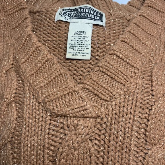 Route 66 Original Clothing Co. Sweater Womens Cable Knit V-Neck Pullover Large B - Picture 3 of 8